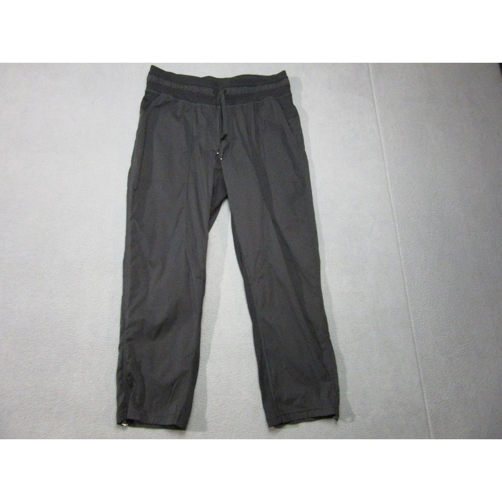 Lululemon Track Pants Womens 8 Black Pinstripe Excellent Cropped Joggers LW6CDQS